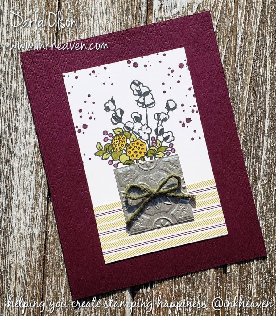 Use the tin tile embossing folder to create a vase by darla at inkheaven