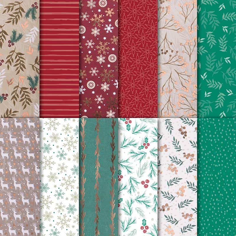 Joyous Noel Designer Series Paper is filled with deep, rich holiday colors and copper accents. It is the perfect scrapbooking paper for your holiday card making.