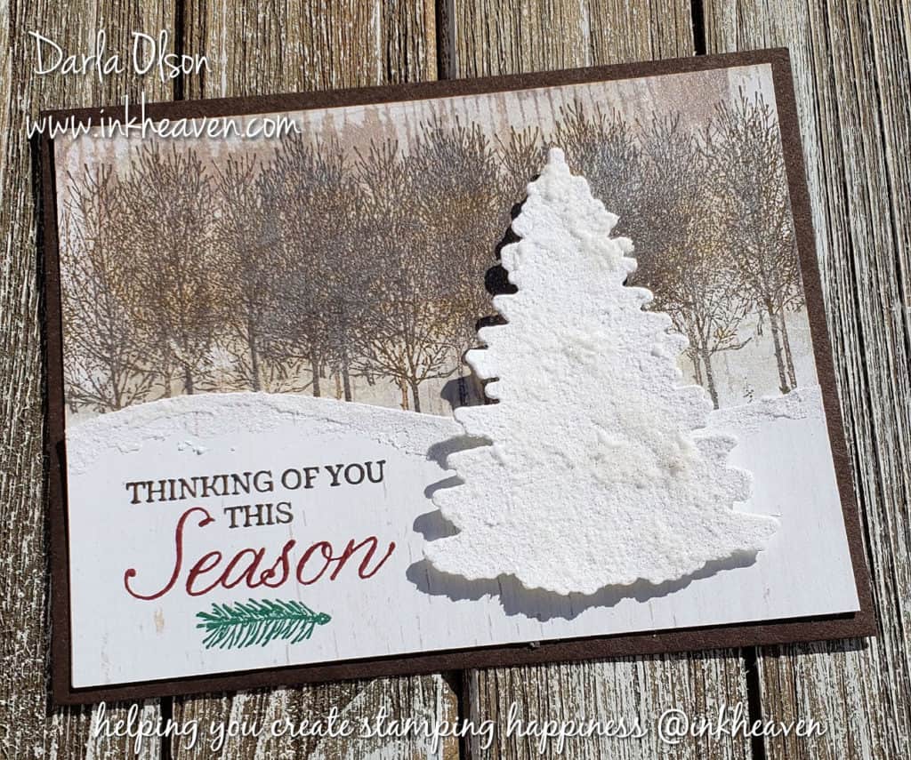 Flock a tree with embossing paste by Darla Olson @ inkheaven