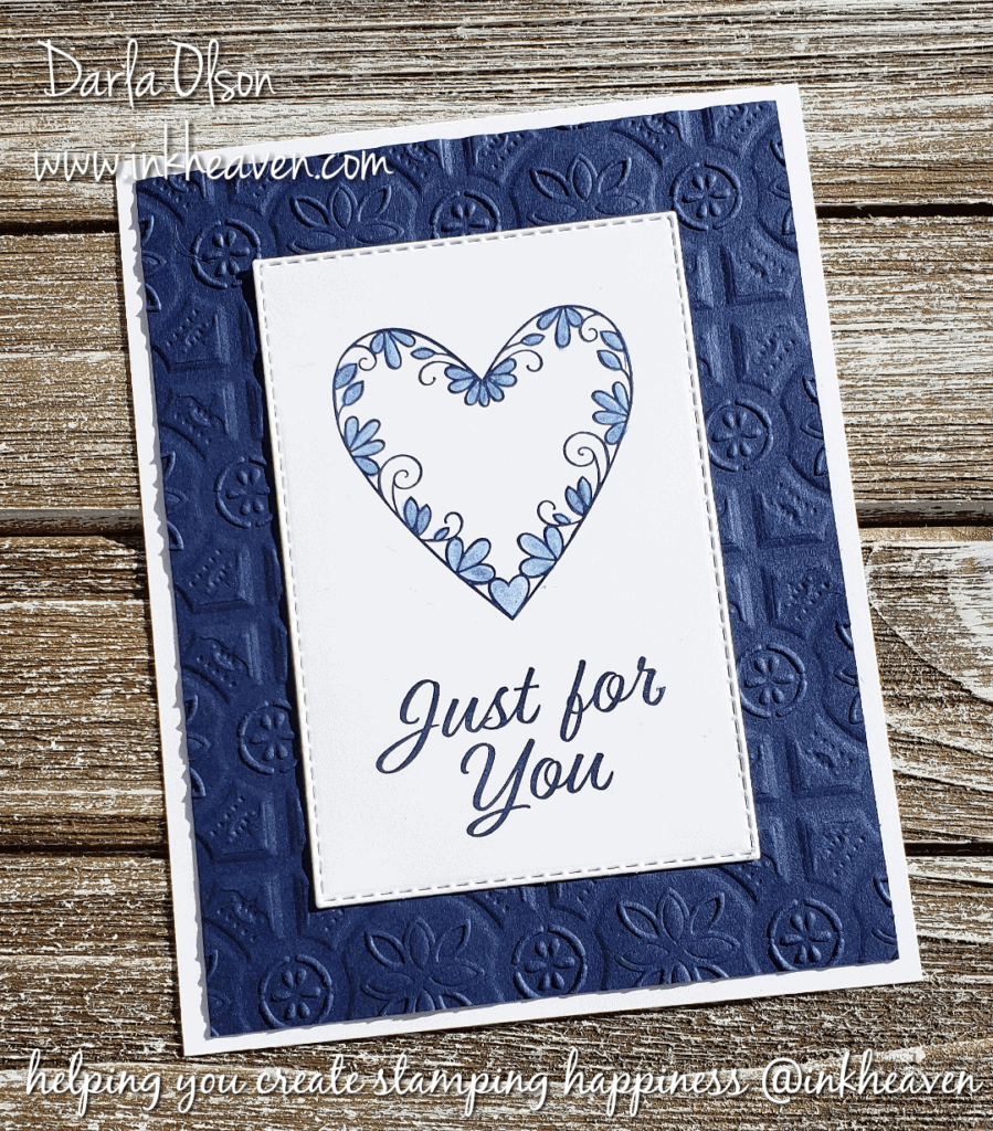 Learn this easy blender pen technique at inkheaven! This simple, but pretty card, features Stampin' Up!'s Meant to Be stamp set, Tin Tile Folder, and Stitched Rectangle Framelits by Darla Olson.