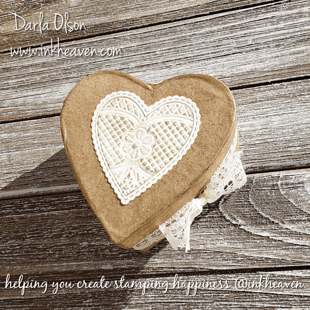 Create this vintage style faux tea-stained, heart-shaped gift box for Valentine's Day by Darla Olson @ inkheaven