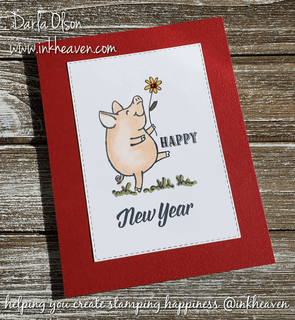 Celebrate the Year of Pig with this cute Happy New Year card! by Darla Olson @ inkheaven