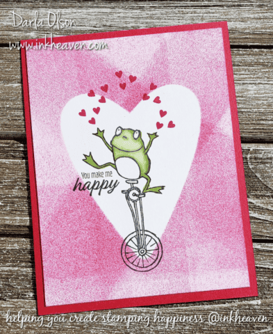 Happy Valentine's Day from Darla @inkheaven! You make me happy card with masking technique!