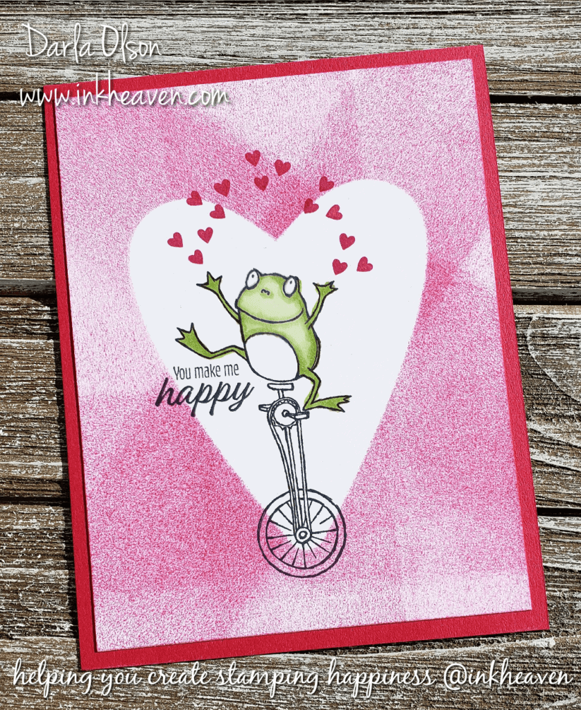 Happy Valentine's Day from Darla @inkheaven! You make me happy card with masking technique!
